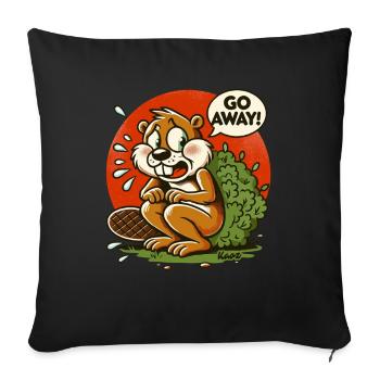 Squirrel takes a break behind bush, Go away! - Sofa pillowcase 17,3'' x 17,3'' (45 x 45 cm) - black - Front