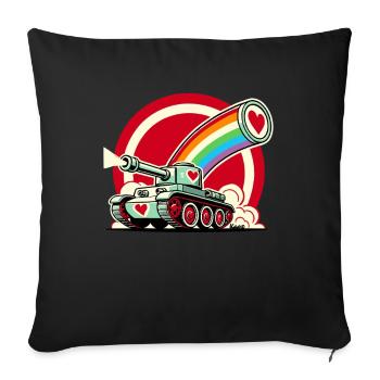 Char arc-en-ciel, tire sur les cœurs de l’amour - Housse de coussin décorative 45 x 45 cm - noir - Devant