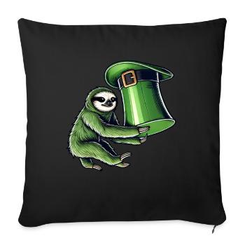 Chapeau haut de forme paresseux de la Saint-Patrick vert - Housse de coussin décorative 45 x 45 cm - noir - Devant