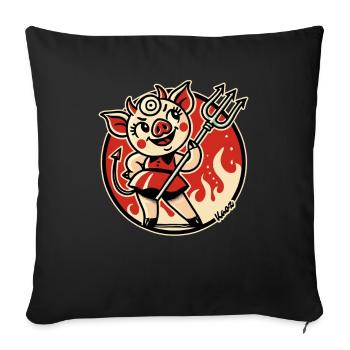 Evil piggy demon from hell - Sofa pillowcase 17,3'' x 17,3'' (45 x 45 cm) - black - Front