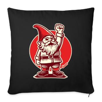Garden Gnome with Fist of Freedom - Sofa pillowcase 17,3'' x 17,3'' (45 x 45 cm) - black - Front
