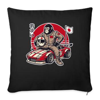 Gorille japonais en tant que pilote de course JDM - Housse de coussin décorative 45 x 45 cm - noir - Devant