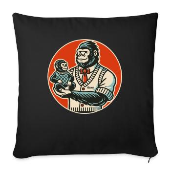 Papa gorille avec bébé - Housse de coussin décorative 45 x 45 cm - noir - Devant
