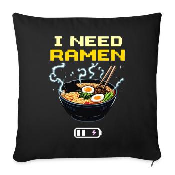 J’ai besoin de Ramen - Housse de coussin décorative 45 x 45 cm - noir - Devant