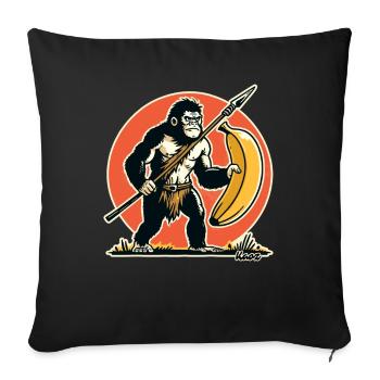 Gorille chasseur et cueilleur à la banane - Housse de coussin décorative 45 x 45 cm - noir - Devant