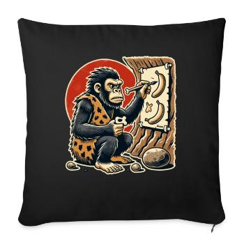 Caveman gorilla painting bananas - Sofa pillowcase 17,3'' x 17,3'' (45 x 45 cm) - black - Front