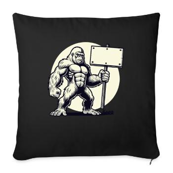 Un gorille fort avec un bouclier vierge : votre texte ici ! - Housse de coussin décorative 45 x 45 cm - noir - Devant