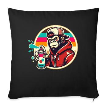 Graffiti gorille avec bombe aérosol - Housse de coussin décorative 45 x 45 cm - noir - Devant