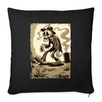 Skeleton Gentleman in the Cemetery - Sofa pillowcase 17,3'' x 17,3'' (45 x 45 cm) - black - Front