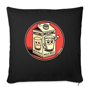 Conception de dessin animé amusante : Lait manquant - Housse de coussin décorative 45 x 45 cm - noir - Devant