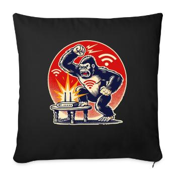 Affenstarke agressive Mode! WLAN-Wut-Gorilla - Sofakissenbezug 45 x 45 cm - Schwarz - Vorne