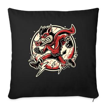 Super Wild Boar – Lightning fast and unstoppable! - Sofa pillowcase 17,3'' x 17,3'' (45 x 45 cm) - black - Front