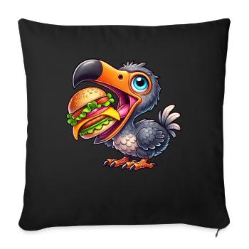 Fantaisiste Dodo Burger Hamburger Cheeseburger - Housse de coussin décorative 45 x 45 cm - noir - Devant