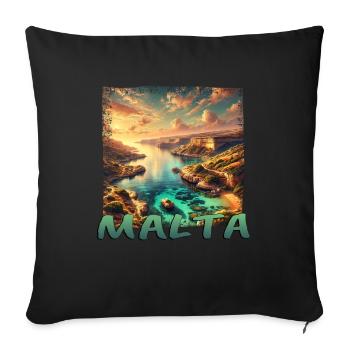 Île de Malte Vacances méditerranéennes Style Grunge - Housse de coussin décorative 45 x 45 cm - noir - Devant