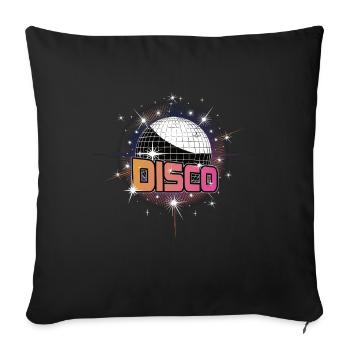 Boule Disco Club Fête Étoiles Rétro - Housse de coussin décorative 45 x 45 cm - noir - Devant