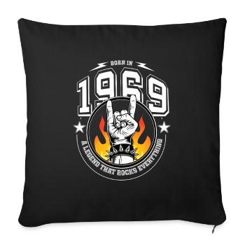 1969 Anniversaire, berce tout - Housse de coussin décorative 45 x 45 cm - noir - Devant