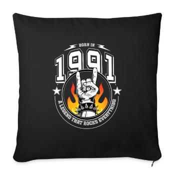 1991 Birthday, rocks everything - Sofa pillowcase 17,3'' x 17,3'' (45 x 45 cm) - black - Front