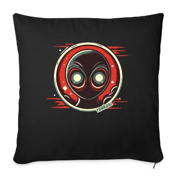 Mystérieux extraterrestre aux yeux brillants - Housse de coussin décorative 45 x 45 cm - noir - Devant