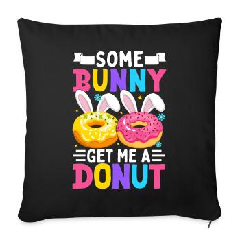 Un lapin m’apporte un beignet - Housse de coussin décorative 45 x 45 cm - noir - Devant