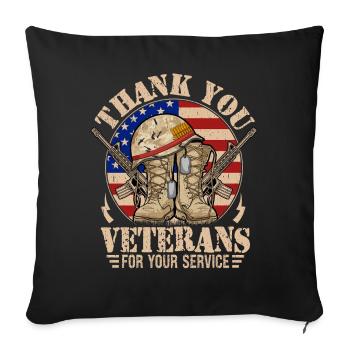 Merci aux anciens combattants pour votre service - Housse de coussin décorative 45 x 45 cm - noir - Devant