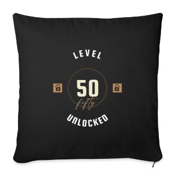 50. Geburtstag Level fifty unlocked, Geschenk - Sofakissenbezug 45 x 45 cm - Schwarz - Vorne