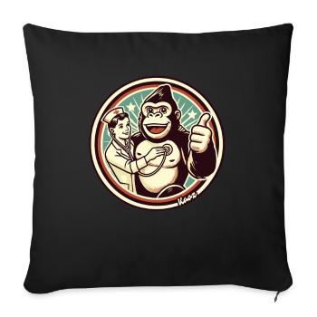 Systematic health – gorilla with thumbs up - Sofa pillowcase 17,3'' x 17,3'' (45 x 45 cm) - black - Front