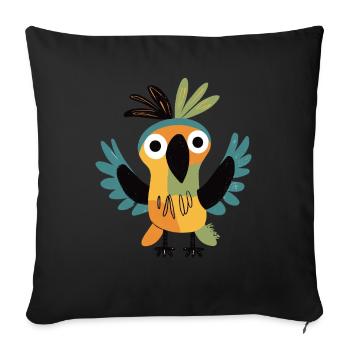 Colorful, funny parrot - Sofa pillowcase 17,3'' x 17,3'' (45 x 45 cm) - black - Front