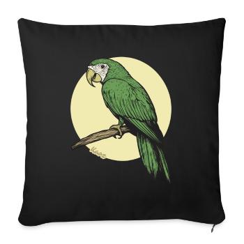 Detailed Green Parrot on Branch - Sofa pillowcase 17,3'' x 17,3'' (45 x 45 cm) - black - Front