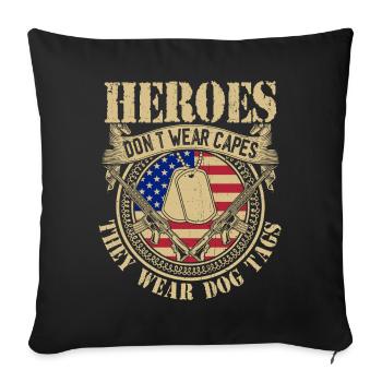 Les héros ne portent pas de capes, ils portent des plaques d’identité - Housse de coussin décorative 45 x 45 cm - noir - Devant