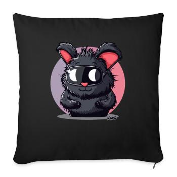 Funny bunny with ski goggles - Sofa pillowcase 17,3'' x 17,3'' (45 x 45 cm) - black - Front