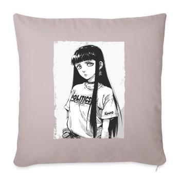 Japanese Cartoon Girl and Politics - Sofa pillowcase 17,3'' x 17,3'' (45 x 45 cm) - light taupe - Front