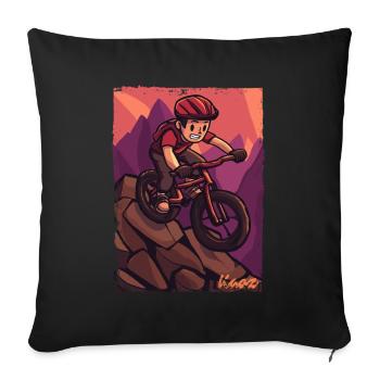 Abenteuer Mountainbiking Mountainbike Design - Sofakissenbezug 45 x 45 cm - Schwarz - Vorne