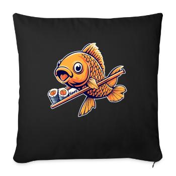 Funny Sushi Goldfish – Japan Food Art - Sofa pillowcase 17,3'' x 17,3'' (45 x 45 cm) - black - Front