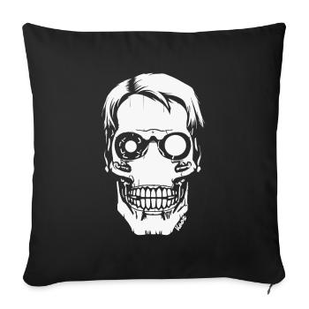 Cyber Skull – Crâne futuriste - Housse de coussin décorative 45 x 45 cm - noir - Devant