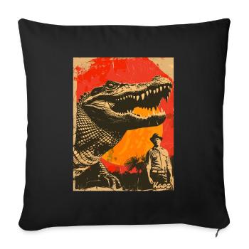 Retro Dinosaur Crocodile Adventure - Sofa pillowcase 17,3'' x 17,3'' (45 x 45 cm) - black - Front