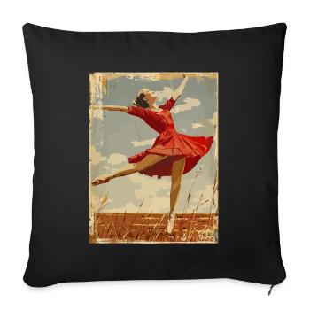 Vintage ballerina in the field - Sofa pillowcase 17,3'' x 17,3'' (45 x 45 cm) - black - Front