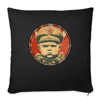 Enfant strict dans le style militaire vintage - Housse de coussin décorative 45 x 45 cm - noir - Devant