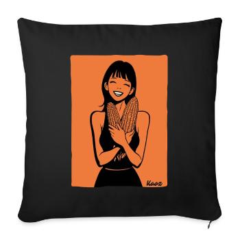 Happy girl with corn on the cob - Sofa pillowcase 17,3'' x 17,3'' (45 x 45 cm) - black - Front
