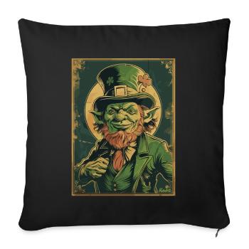 Fier lutin – Légende irlandaise - Housse de coussin décorative 45 x 45 cm - noir - Devant