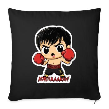 Chibi Boxer – combatif avec citation culte - Housse de coussin décorative 45 x 45 cm - noir - Devant