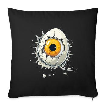 Auge im Ei – Surreales Kunstwerk - Sofakissenbezug 45 x 45 cm - Schwarz - Vorne