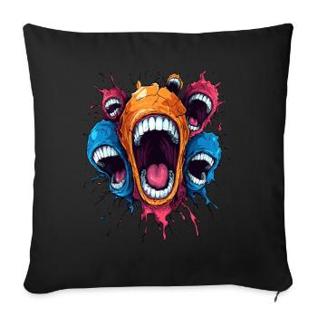 Monstres hurlants – Énergie chaotique - Housse de coussin décorative 45 x 45 cm - noir - Devant