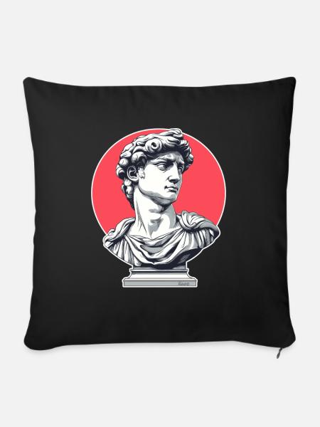 David aus Florenz– Klassische Büste - Sofakissenbezug 45 x 45 cm - Schwarz