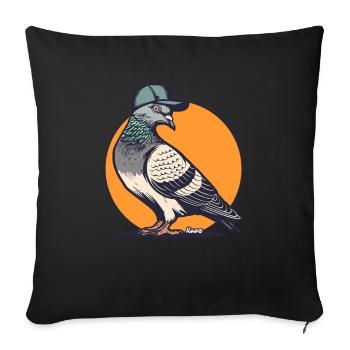 Colombe cool avec casquette de baseball dans le style de la rue - Housse de coussin décorative 45 x 45 cm - noir - Devant