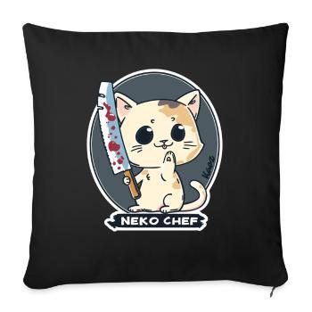 Neko Chef - Chat effronté avec couteau de chef - Housse de coussin décorative 45 x 45 cm - noir - Devant