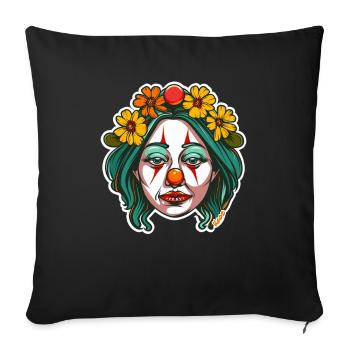 Clown triste avec couronne de fleurs - Housse de coussin décorative 45 x 45 cm - noir - Devant