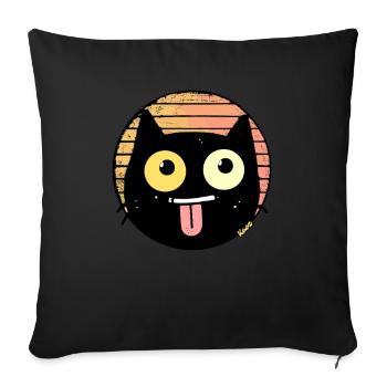 Chat rétro coquin - Housse de coussin décorative 45 x 45 cm - noir - Devant