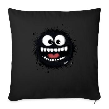Drôle de monstre de laine avec de grandes dents - Housse de coussin décorative 45 x 45 cm - noir - Devant