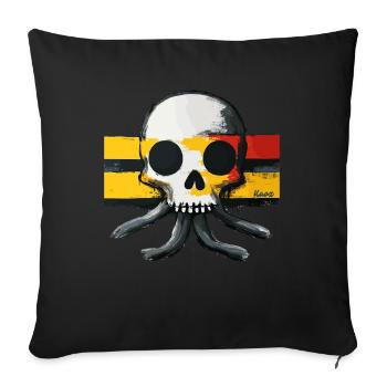 Skull with tentacles and flag - Sofa pillowcase 17,3'' x 17,3'' (45 x 45 cm) - black - Front