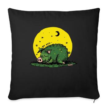 Sleeping pig under moon and stars - Sofa pillowcase 17,3'' x 17,3'' (45 x 45 cm) - black - Front